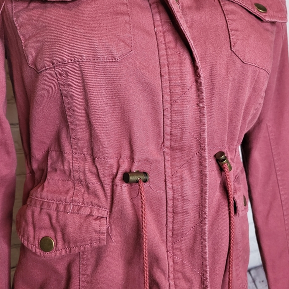 LA Hearts Dusty Maroon Zip-Front Utility Jacket - Size M - Picture 11 of 13